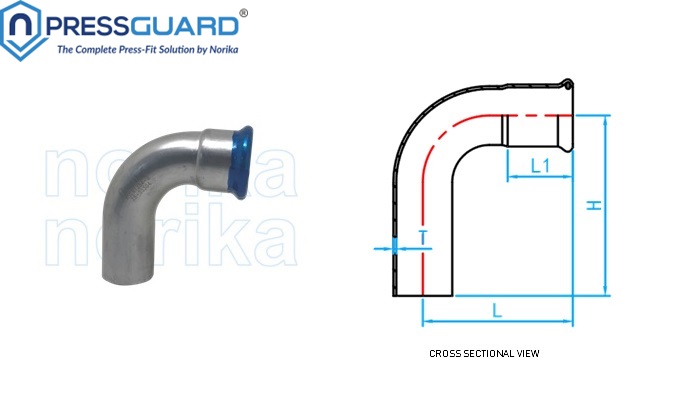 Stainless Steel 304 Press Fit 90 Deg Elbow (MxF)